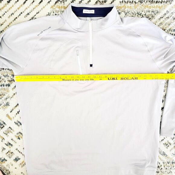 Peter Millar Verge Performance Quarter-Zip Golf Long Sleeve Gale Grey Mens 2XL - Picture 8 of 12